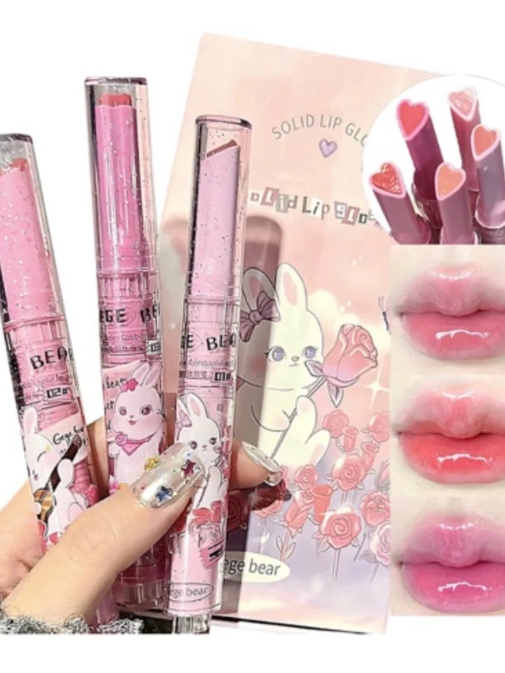 Gege bear heart shaped Lip Gloss - Pink